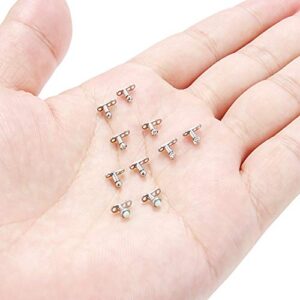 Lcolyoli 10PCS 14G Dermal Anchor Tops CZ/Opal/Ball Base G23 Titanium Microdermals Body Piercing Jewelry for Women Men Silver-tone 2mm