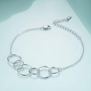 SOULMEET 60th Birthday Gifts for Women, Sterling Silver Six Circles Bracelet for Her, 6 Decades Jewelry 60 Years Old