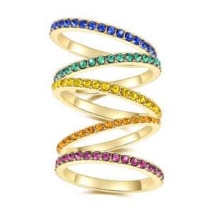 5 pcs women's rainbow stackable rings colorful cubic zirconia finger jewelry for girls (9)