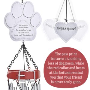 KLAXAVEL Pet Memorial Wind Chimes - 19" Rainbow Bridge Pet Memorial Gifts, Thoughtful Loss of Cat or Dog Gifts, Wind Chime with Poem and Red Collar, Durable Metal Outdoor Chimes Pet Sympathy Gift