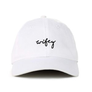 tech design wifey baseball cap embroidered cotton adjustable dad hat white