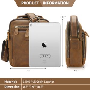 Jack&Chris Leather Messenger Bag for Men, Man Purse Crossbody Bags for Work Business, Brown