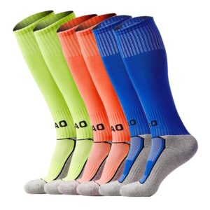 vandimi soccer socks for kids youth adult (1/3/4/5 pairs) team sport knee high long socks