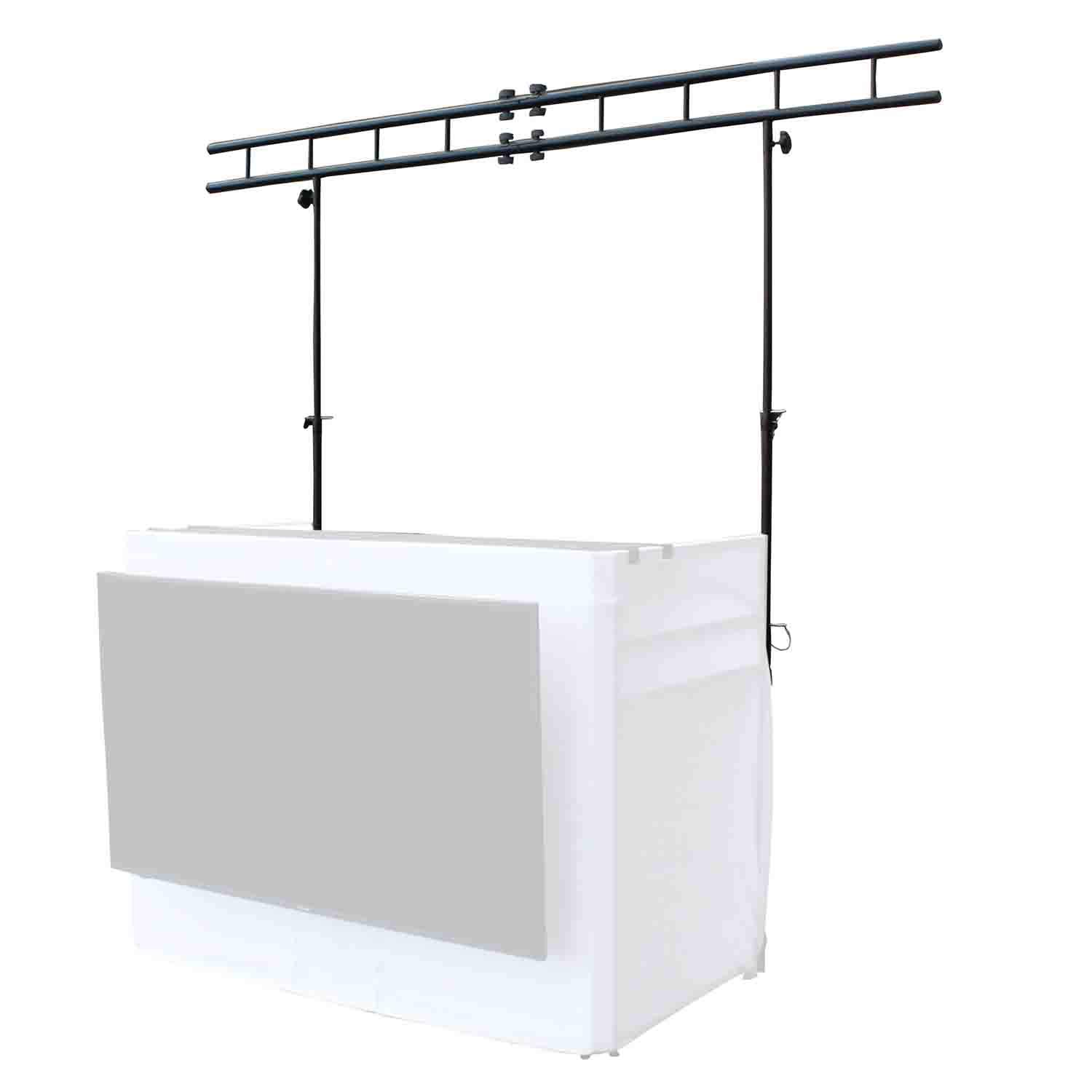 Prox XF-MESAMEDIAMK2 DJ Facade Table Station Includes TV Mount, White & Black Scrims and Carry Bag