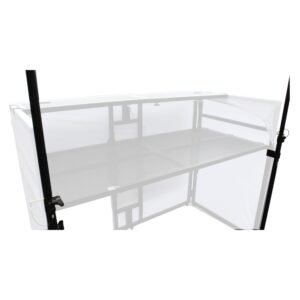 Prox XF-MESAMEDIAMK2 DJ Facade Table Station Includes TV Mount, White & Black Scrims and Carry Bag