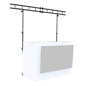 Prox XF-MESAMEDIAMK2 DJ Facade Table Station Includes TV Mount, White & Black Scrims and Carry Bag