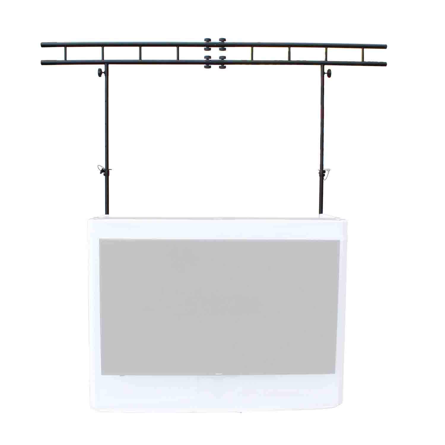 Prox XF-MESAMEDIAMK2 DJ Facade Table Station Includes TV Mount, White & Black Scrims and Carry Bag