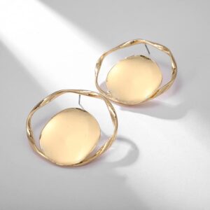 Doubnine Golden Statement Hoop Earrings Studs Metallic Minimalist Fashion Jewelry for Women (golden)