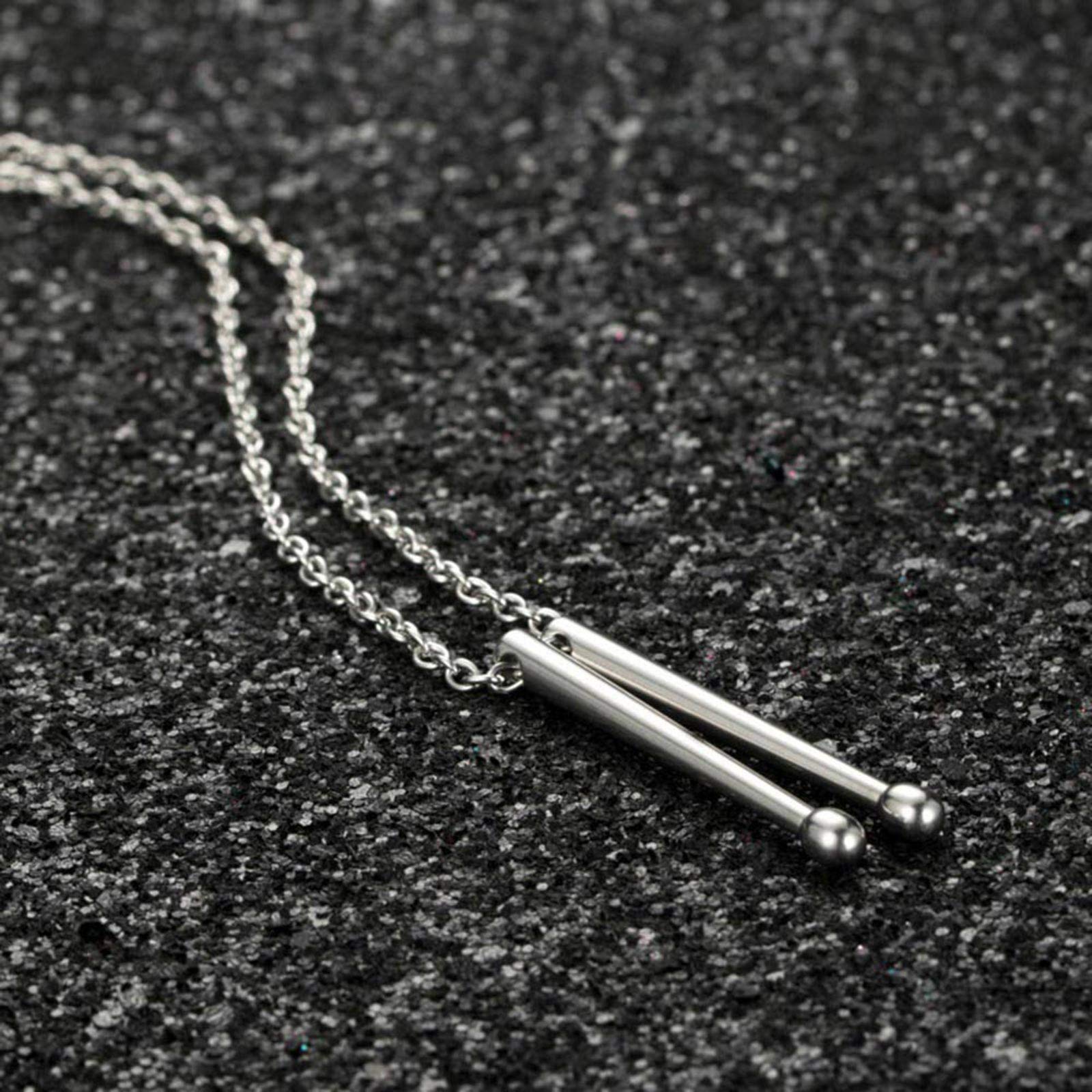 AZFVBQL Rock Drumstick Pendant Necklace for Men Drummer Gifts Stainless steel Cross Drum Stick Necklaces