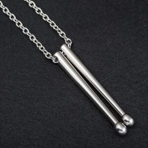 AZFVBQL Rock Drumstick Pendant Necklace for Men Drummer Gifts Stainless steel Cross Drum Stick Necklaces