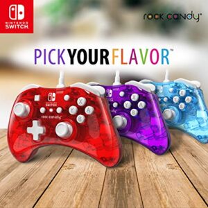 PDP Rock Candy Wired Gaming Switch Pro Controller - Blu-merang Blue / Clear - Licensed by Nintendo - OLED Compatible - Compact, Hard Transparent Plastic Travel Controller - Holiday & Birthday Gifts