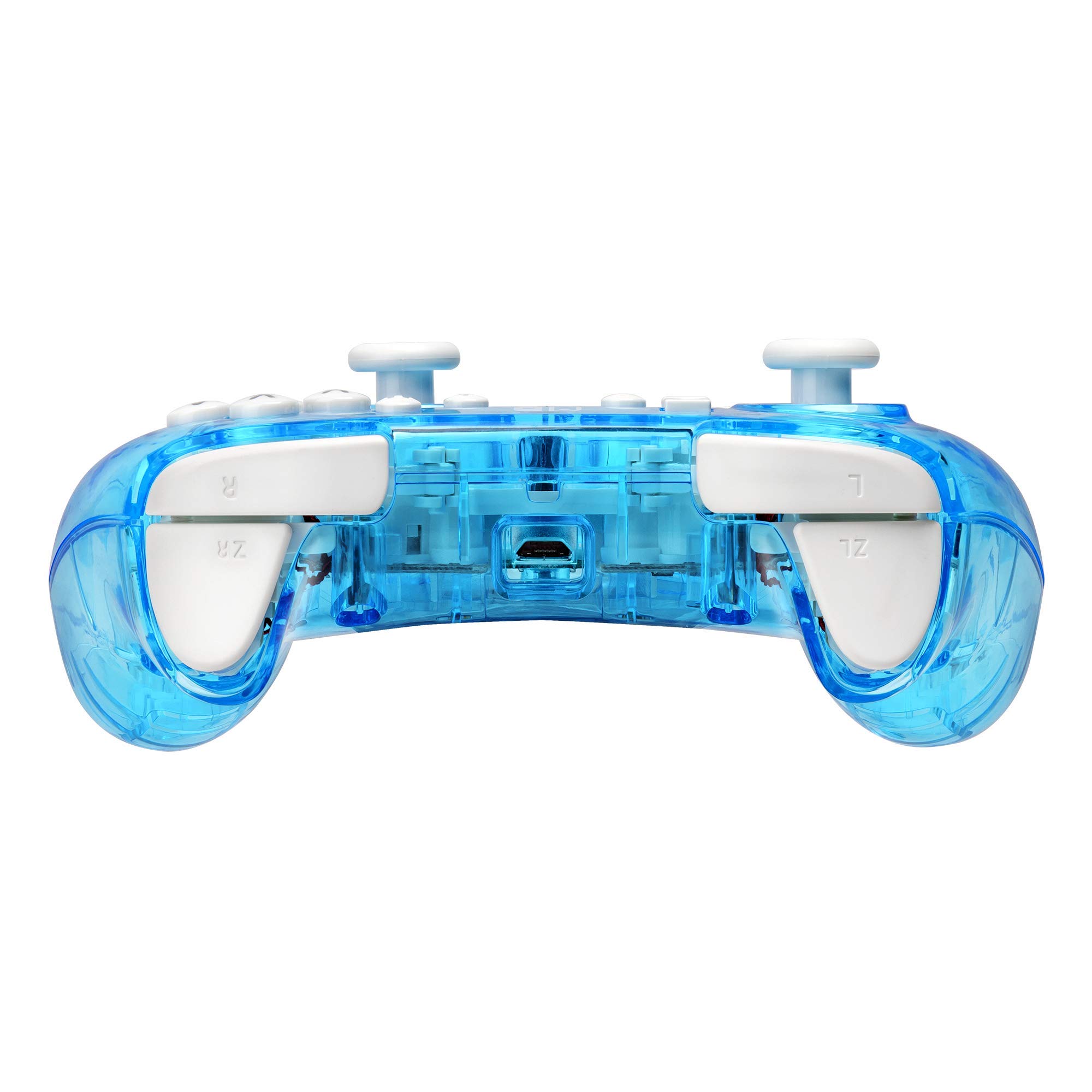 PDP Rock Candy Wired Gaming Switch Pro Controller - Blu-merang Blue / Clear - Licensed by Nintendo - OLED Compatible - Compact, Hard Transparent Plastic Travel Controller - Holiday & Birthday Gifts