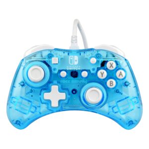 PDP Rock Candy Wired Gaming Switch Pro Controller - Blu-merang Blue / Clear - Licensed by Nintendo - OLED Compatible - Compact, Hard Transparent Plastic Travel Controller - Holiday & Birthday Gifts