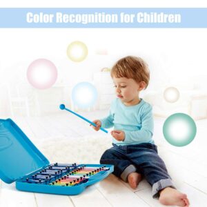 Costzon 25-Note Xylophone w/Case, Colorful Musical Toy w/Clear Tuned Metal Keys, 2 Child-Safe Mallets, Perfectly Tuned Instrument for Kids, Toddlers (With music sheets, Blue)