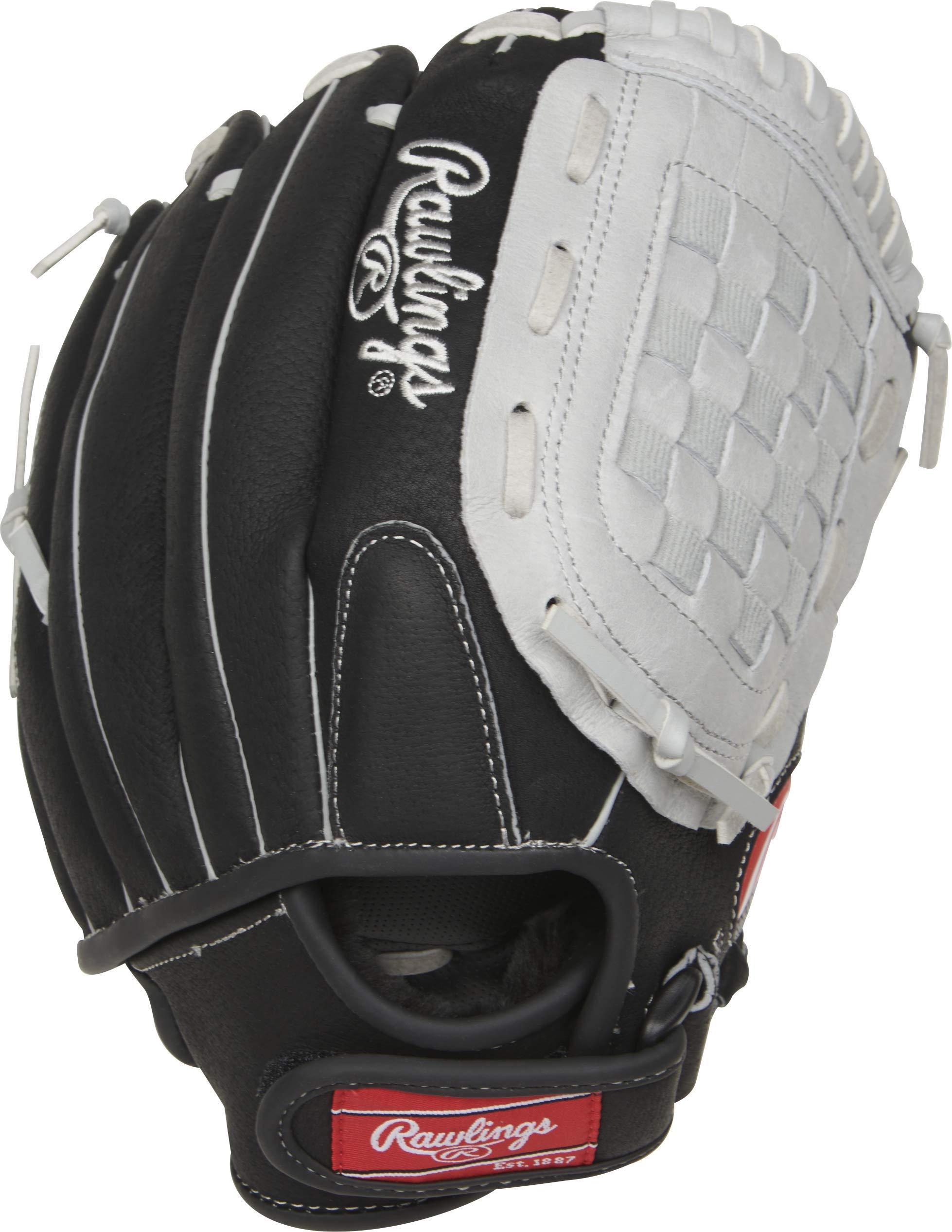 Rawlings | SURE CATCH T-Ball & Youth Baseball Glove | Right Hand Throw | 11.5" | Black/Grey