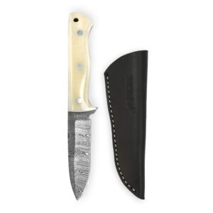 Perkin Damascus Steel Hunting Knife With Sheath Skinner Knife - SK700