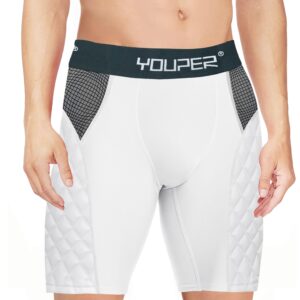 Youper Youth Elite Padded Baseball Sliding Shorts w/Soft Cup (Medium) White