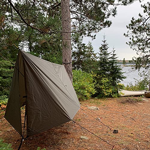 AquaQuest Defender Camping Tarp - Heavy Duty Tent Shelter or Rain Fly - Waterproof Camping Essentials for Hiking, Bushcraft & Hammock, 10 x 10 ft, Olive Drab