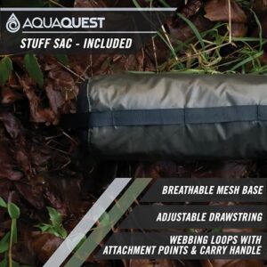 AquaQuest Defender Camping Tarp - Heavy Duty Tent Shelter or Rain Fly - Waterproof Camping Essentials for Hiking, Bushcraft & Hammock, 10 x 10 ft, Olive Drab