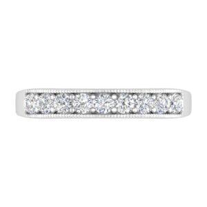 1/2 Carat (ctw) 14K White Gold Round Diamond Ladies Anniversary Wedding Band Ring (Ring Size 6.5)