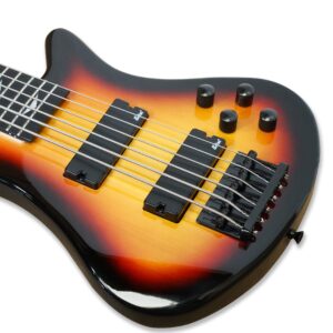 TARIO 6 String Electric Bass Bolt_On Maple Neck,Poplar Body Sunburst