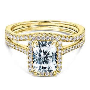 Kobelli 1.8ct Radiant Moissanite & Lab Diamond Halo Bridal Set - white-gold / 7.0 G-H