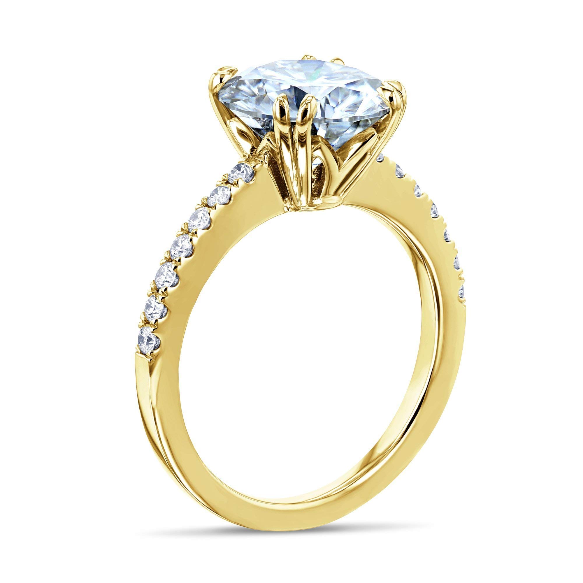 Kobelli 3.1ct Round Charles and Colvard Forever One Moissanite Ring 14k Gold - white-gold / 4