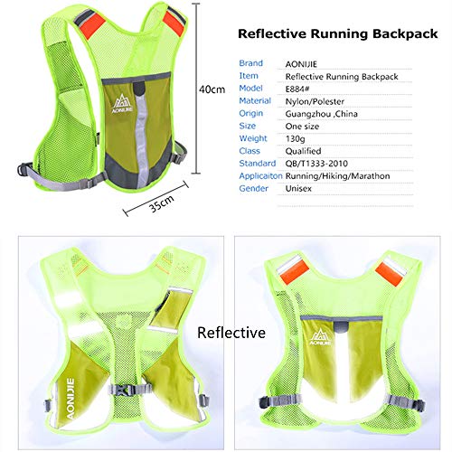 AONIJIE Men Women Ultralight Running Vest Pack Reflective Breathable Hydration Backpack for Hiking Camping Marathon Cycling Race (Green)