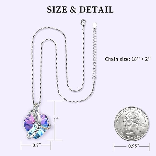 EleShow Sterling Silver Moissanite Necklace for Women, Dainty Circle Necklace, Mothers Day Gifts for Women Mom Wife (Purple)