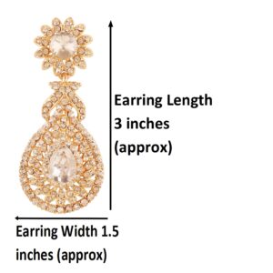 Touchstone Indian Bollywood Beautifully Hand Finished Victorian Studded Look White Rhinestone Designer Jewelry Chandelier Earrings In Gold Tone For Women.