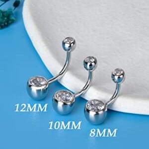 SILBERTALE Sterling Silver Belly Button Rings for Women Men CZ Navel Rings Curved Barbell Belly Rings Belly Piercing 10mm