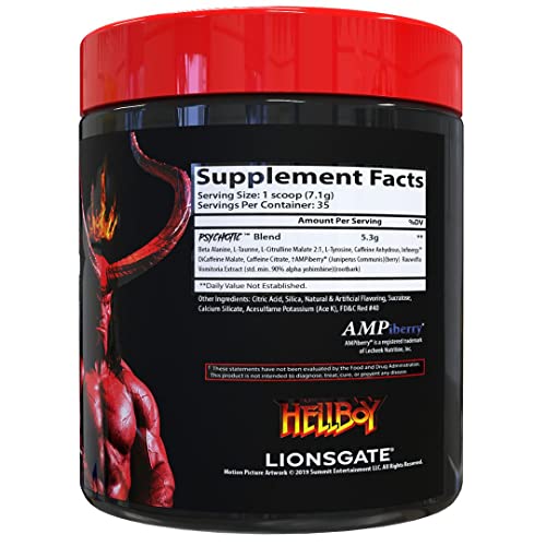 Insane Labz Hellboy Edition, High Stimulant Pre Workout Powder and NO Booster with Beta Alanine, L Citrulline, and Caffeine, Boosts Focus, Energy, Endurance, Nitric Oxide Levels, 35 Srvgs, Fruit Punch