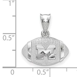 Jewelry Stores Network University of Michigan Wolverines School Letter on Football Shaped Pendant in Sterling Silver 13 mm x 17 mm