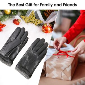 isilila Italian Sheepskin Leather Gloves for Men, Winter Warm Fleece Lined Touch Screen Driving Gloves