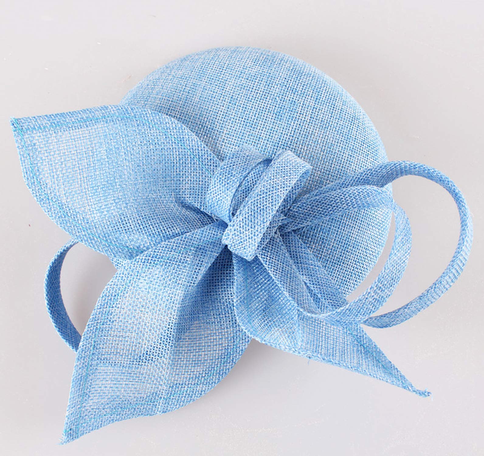 ORIDOOR Sinamay Flower Feathers Pillbox FascinatorHat Derby Headband forWeddingTea PartyChurchHat for Cocktail (D1 Light Blue) …