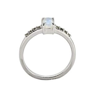 YoTreasure 0.64 ct Moonstone White Topaz Solid 925 Sterling Silver Gemstone Ring Jewelry