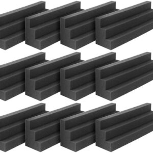 DEKIRU Acoustic Foam Bass Traps Corner Block foam, Studio Foam Sound Proof Foam Panles Noise Dampening Wall Soundproofing Padding, Ideal for Studio, Home or Theater (12"X3"X3", Black)