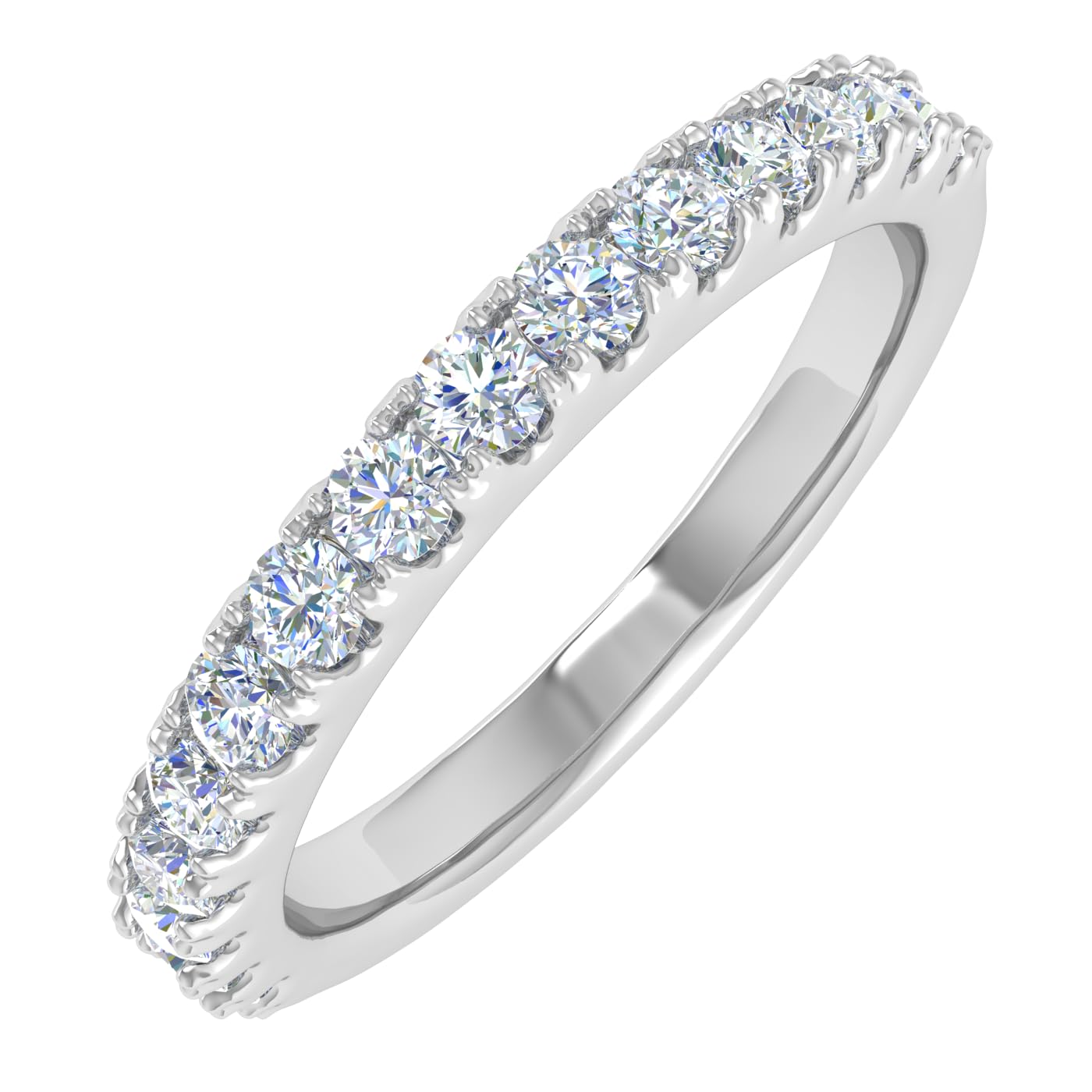 1/2 Carat Diamond Wedding Band Ring in 14K White Gold (Ring Size 5)