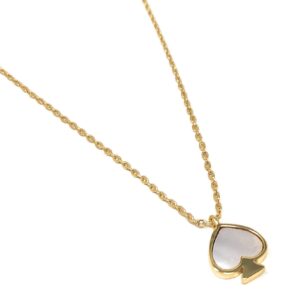 Kate Spade New York Signature Spade Mother of Pearl Gold Plated Mini Charm Pendant Necklace Cream