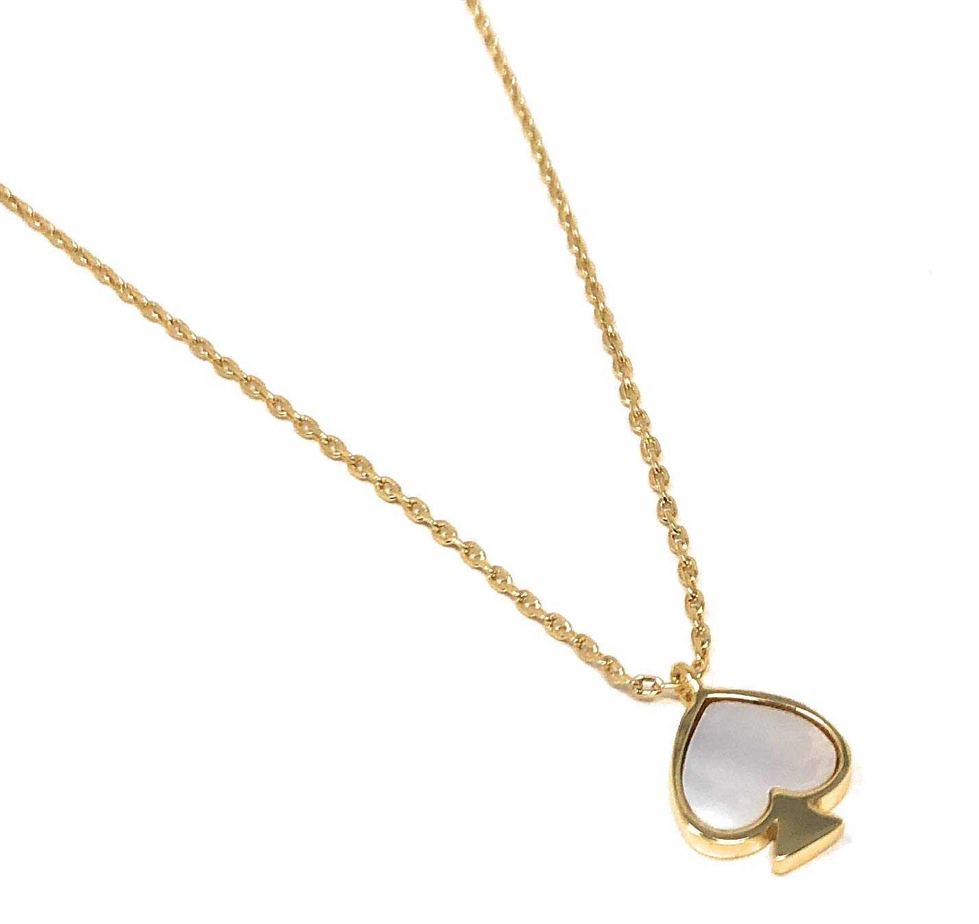 Kate Spade New York Signature Spade Mother of Pearl Gold Plated Mini Charm Pendant Necklace Cream