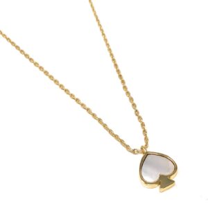 Kate Spade New York Signature Spade Mother of Pearl Gold Plated Mini Charm Pendant Necklace Cream