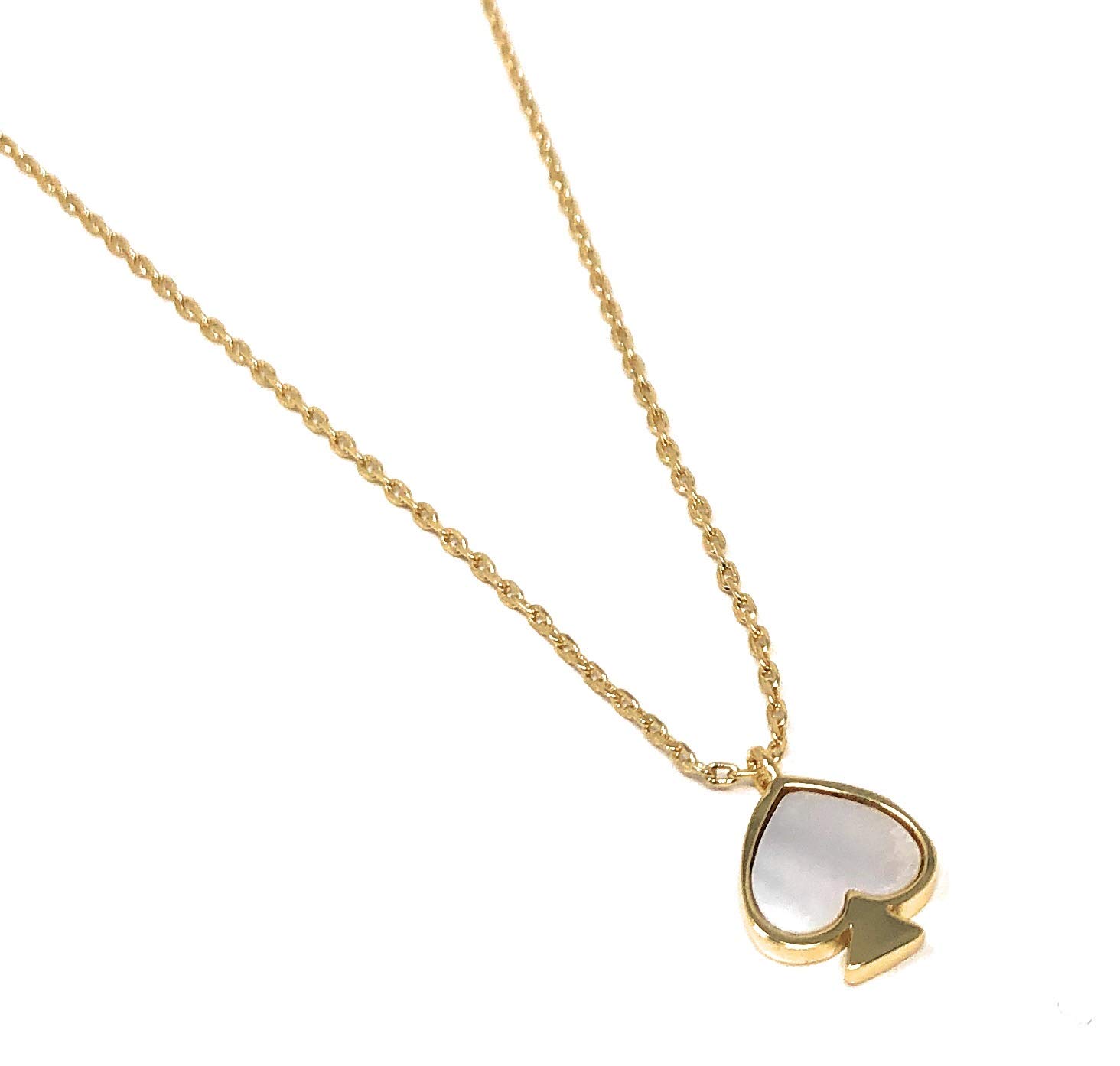 Kate Spade New York Signature Spade Mother of Pearl Gold Plated Mini Charm Pendant Necklace Cream