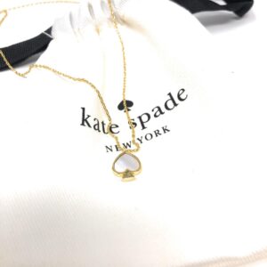 Kate Spade New York Signature Spade Mother of Pearl Gold Plated Mini Charm Pendant Necklace Cream