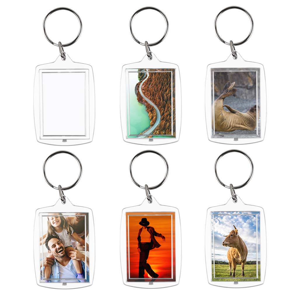 Kulannder 30 PCS Photo Insert Keychains, Acrylic Clear Blank Keyrings Picture Frame Keyring with Split Ring for Personalised Custom and Passport Photo Size, 1.57 Inch by 2.36 Inch