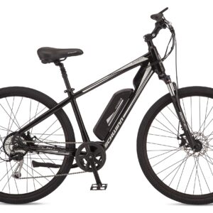 Schwinn Voyageur Electric Bike, Hub-Drive, Large Step-Over Frame, Black