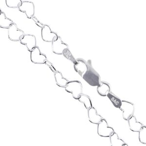 sterling silver italian love heart chain 3mm solid 925 italy infinity promise bracelet anklet 7"