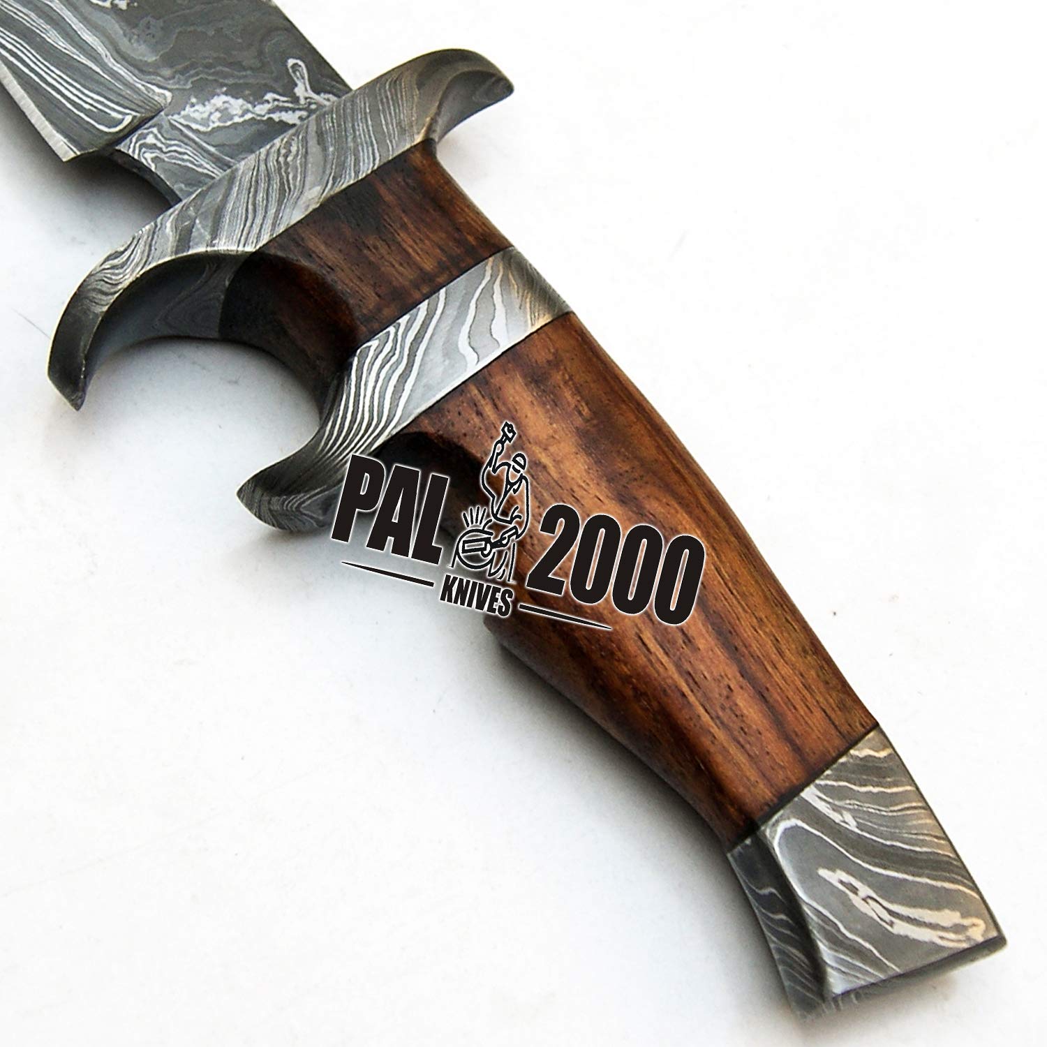 PAL 2000 KNIVES DAG-9571 Custom Handmade Damascus Steel Fixed Blade Knife Beautiful Rose Wood Handle With Sheath