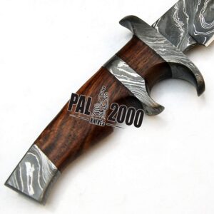 PAL 2000 KNIVES DAG-9571 Custom Handmade Damascus Steel Fixed Blade Knife Beautiful Rose Wood Handle With Sheath