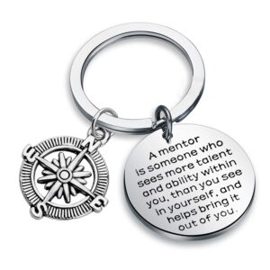 gzrlyf mentor keychain with compass charm mentor appreciation gifts for mentor leader (mentor keychain c)