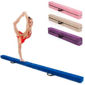 Giantex 7FT Folding Floor Balance Beam for Girls, Boys, Toddlers, Teens Sports Gymnastics Skill Performance Training Easy Storage (Blue)